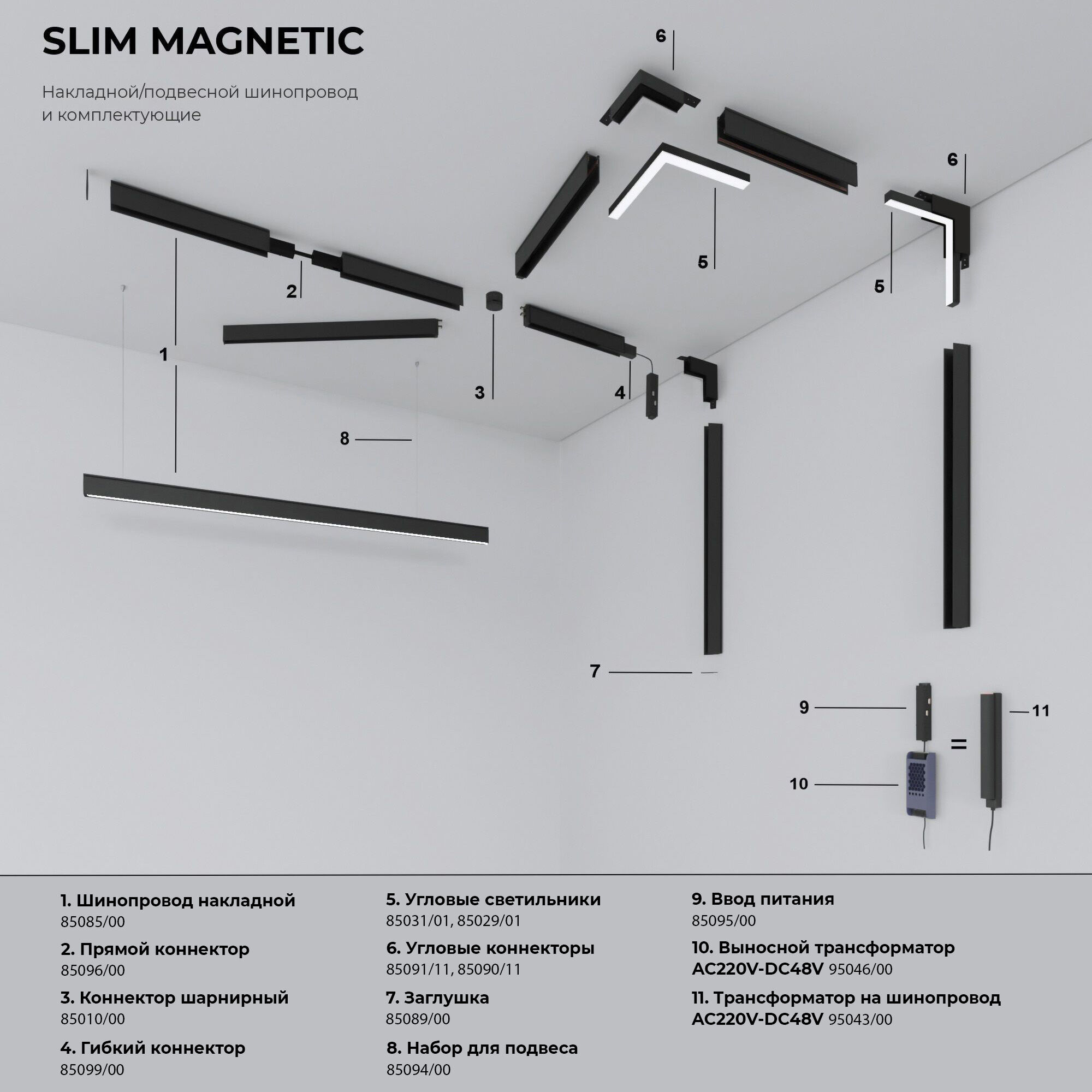 Slim Magnetic Коннектор угловой внутренний для накладного шинопровода 85091/00