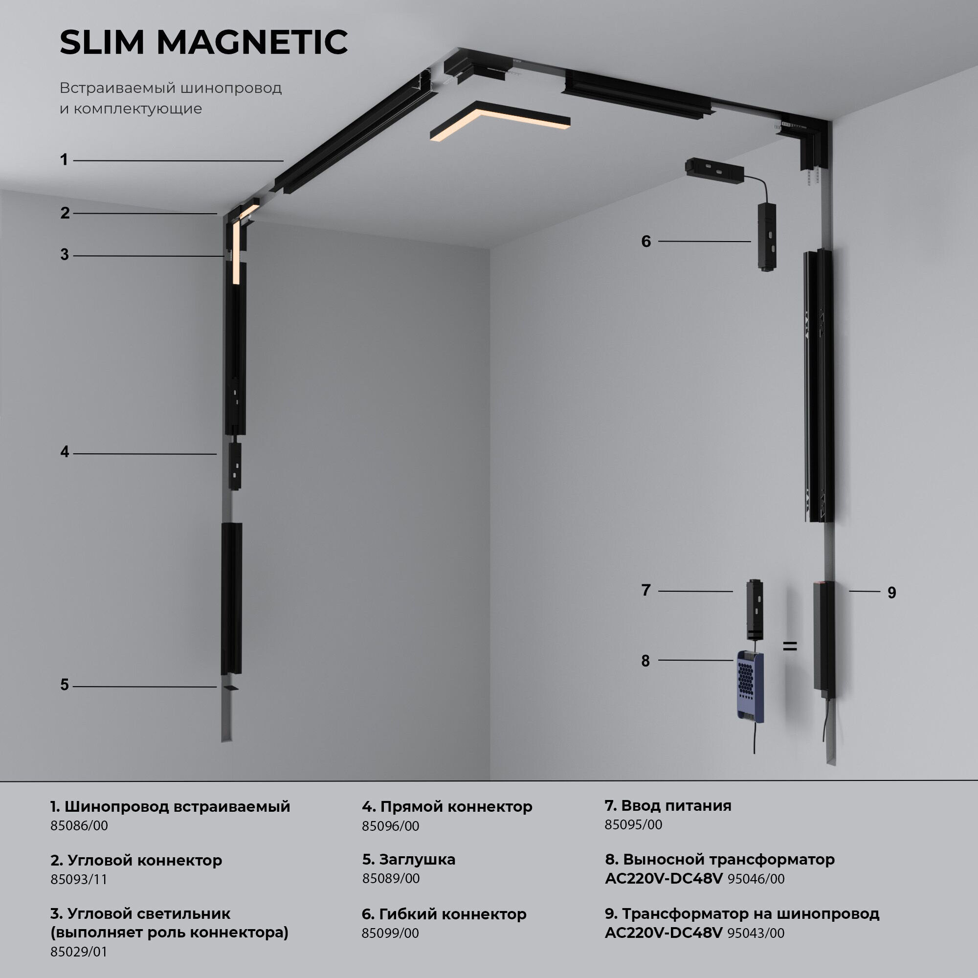 Slim Magnetic R01 Трековый светильник 6W 3000K черный 85011/01