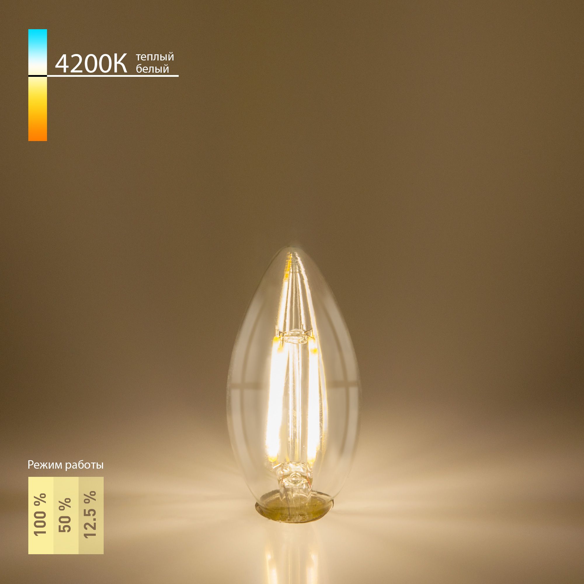 Филаментная светодиодная лампа "Свеча" Dimmable C35 5W 4200K E14 BL134