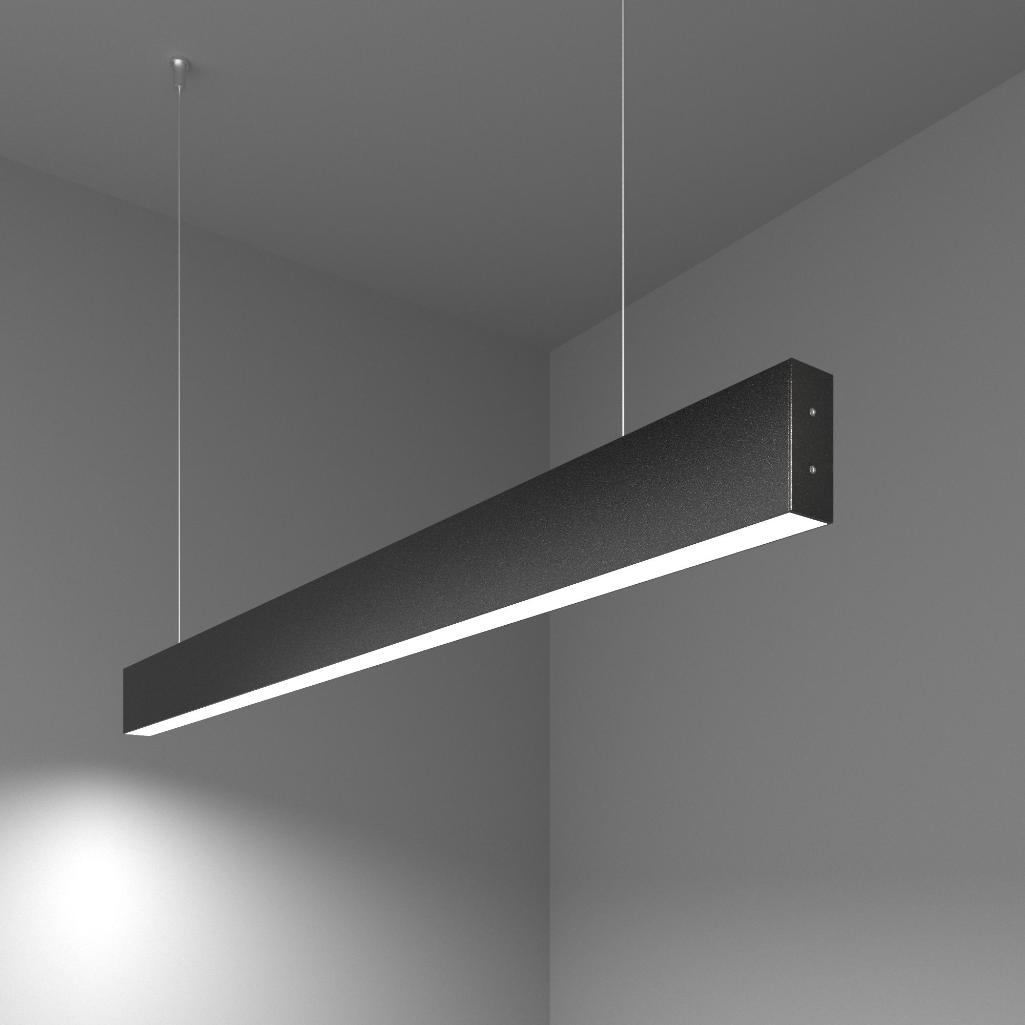 Линейный светодиодный подвесной односторонний светильник 103см 20Вт 6500К черная шагрень 101-200-30-103