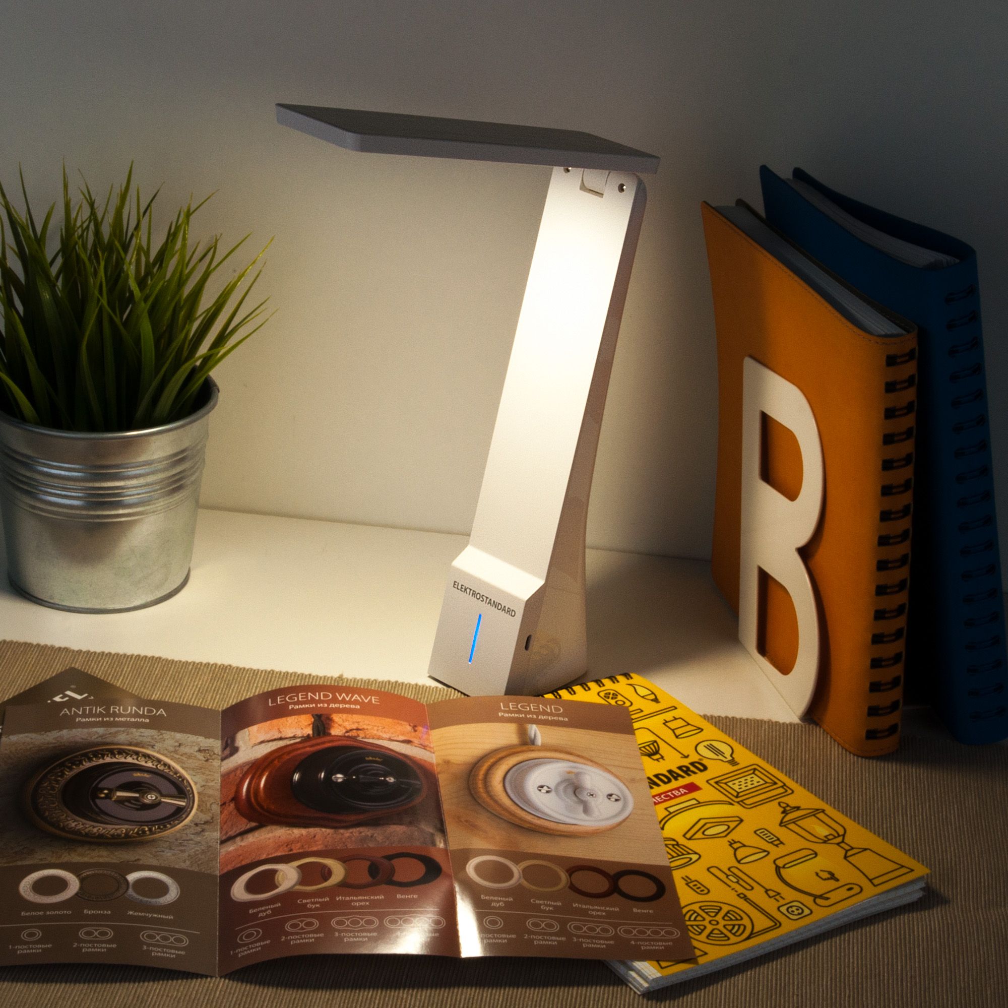 Настольный  светодиодный светильник Desk белый/серебряный TL90450