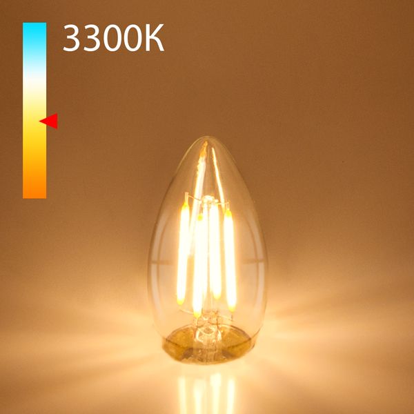 Филаментная светодиодная лампа "Свеча" C35 9W 3300K E27 (C35 прозрачный) BLE2733
