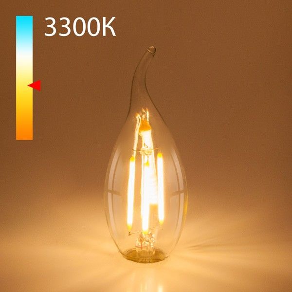 Филаментная светодиодная лампа "Свеча на ветру" C35 7W 3300K E14 (CW35 прозрачный) BLE1416