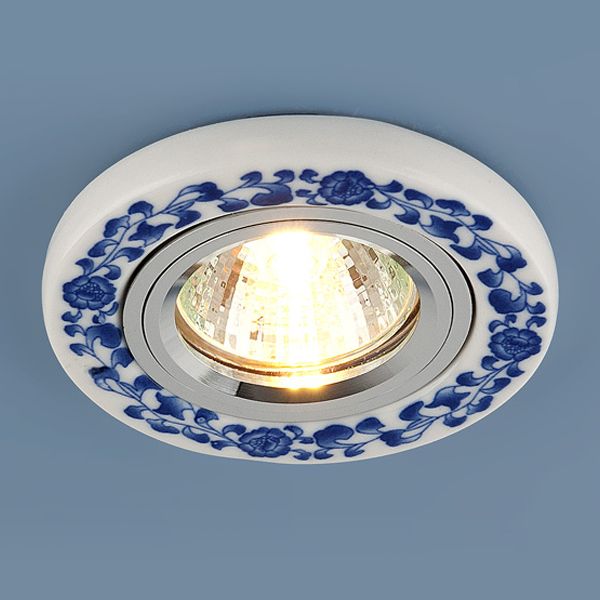 Керамический светильник 9035 керамика бело-голубой  (WH/BL)