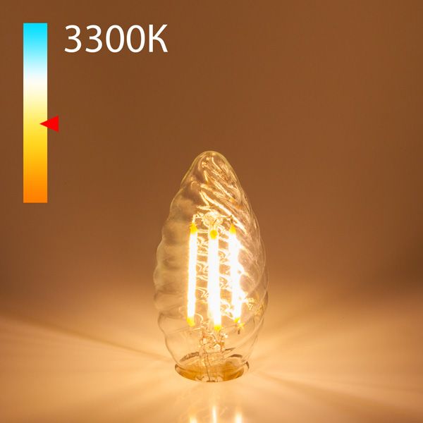 Филаментная светодиодная лампа "Свеча витая" CW35 7W 3300K E14 BL128